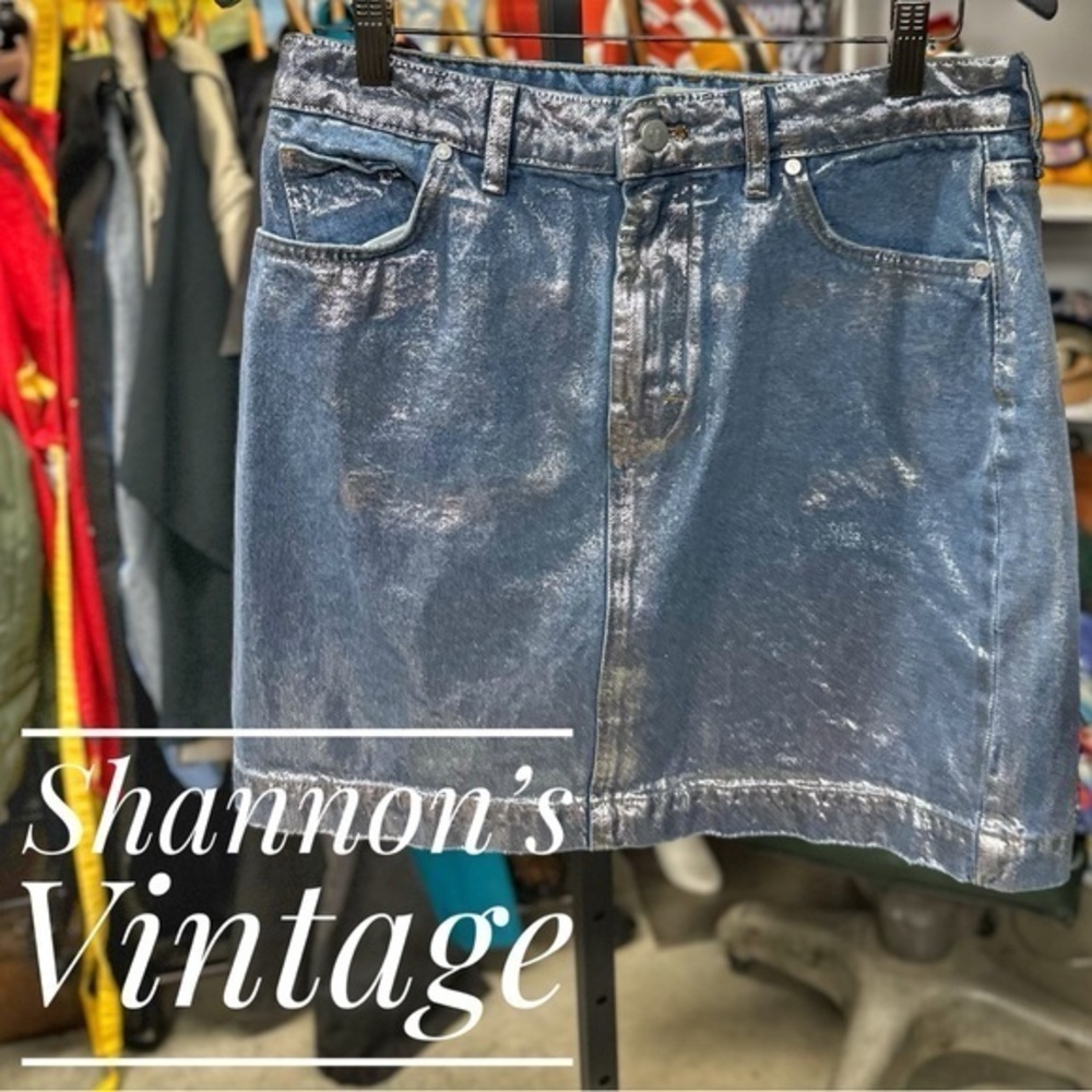 Pilcro sz 12 shiny denim skirt A9